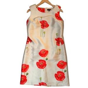 Chic Poppy Print Mini Dress - Cream and Red